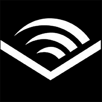 Audible logo featuring sound waves, representing audiobook services 